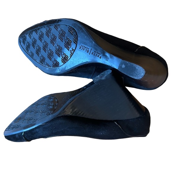 WHBM Black Suede 3”Wedge Heels Size 8 - Picture 5 of 5